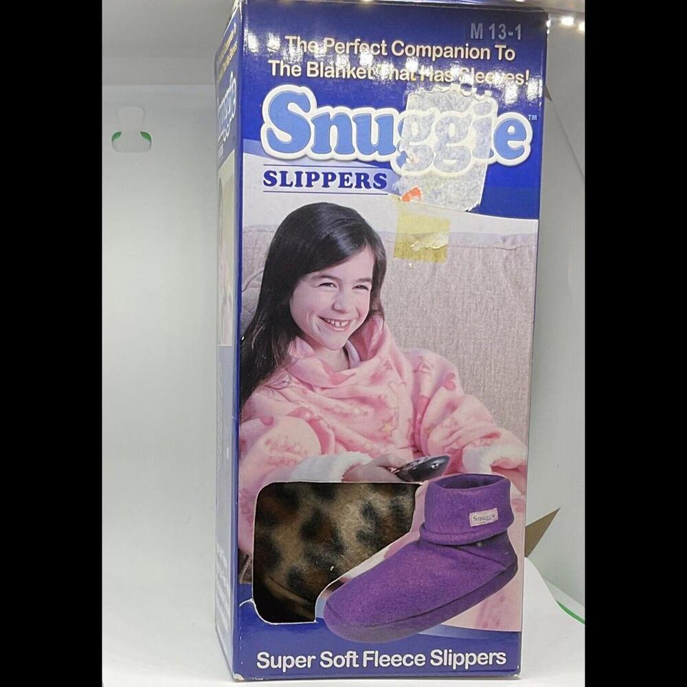 Snuggie Slippers Childrens Kids Leopard Plush M (13-1) NIB Soft Cozy Comfortable